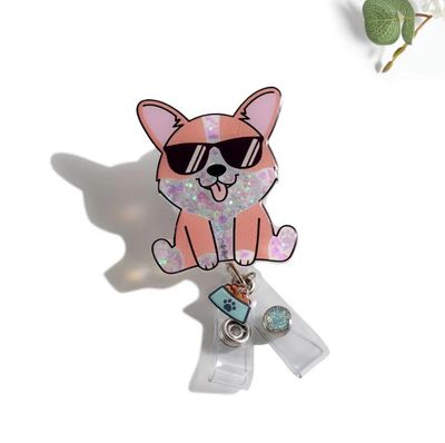 Glitterific Corgi with Dog Bowl