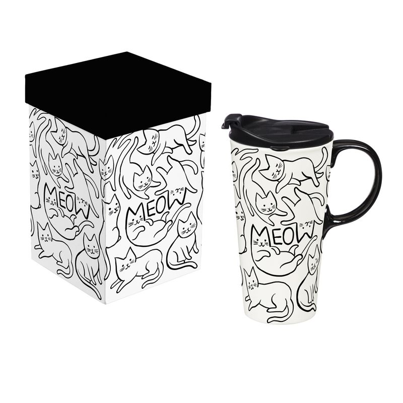 Pet Ceramic Perfect Cup, Meow Cat, 17oz, Gift Box
