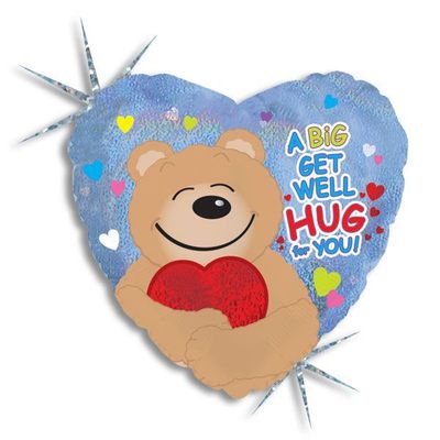 Get Well Hug Holographic Balloon