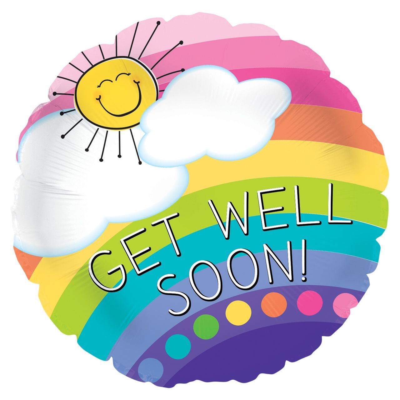 Get Well Soon Rainbow Foil Balloon - Bagged