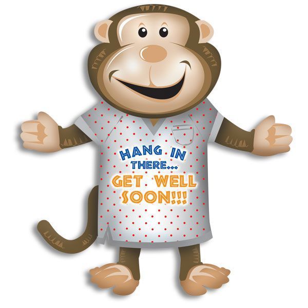 Get Well Monkey Jumbo Foil Balloon