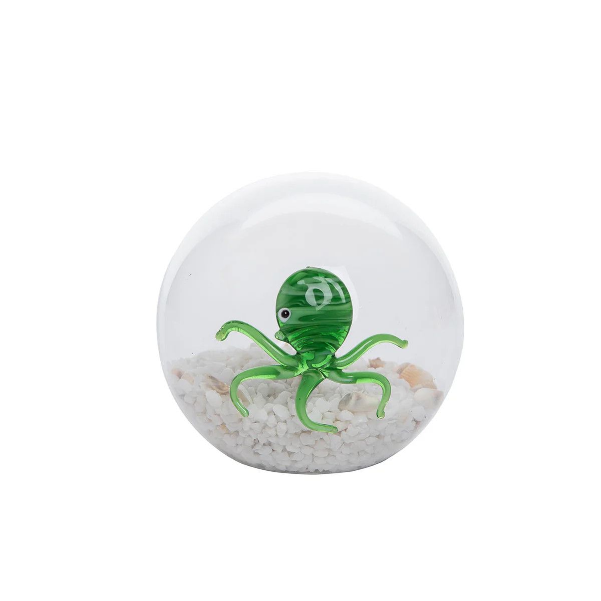 GLASS OCTOPUS BALL W/ SAND &amp; SHELLS