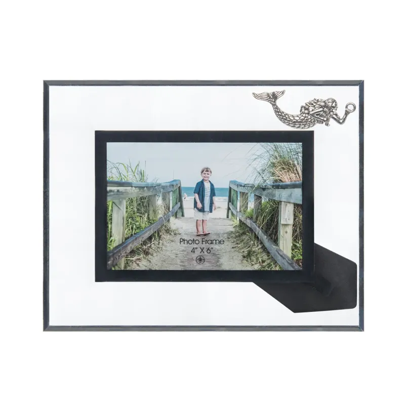GLASS FRAME W/PEWTER MERMAID