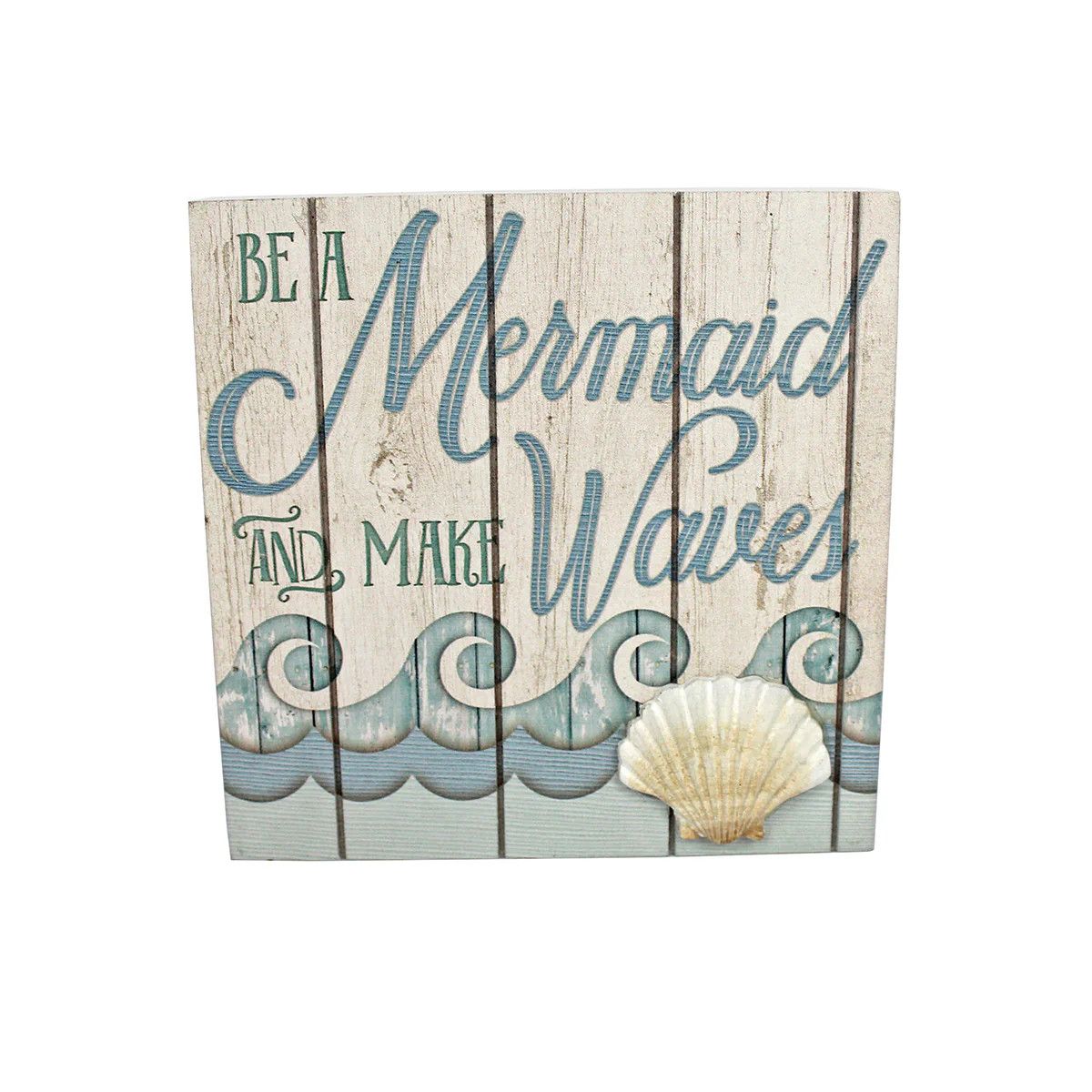 5.9 WOOD MERMAID MAKE WAVES BOX PLAQUE