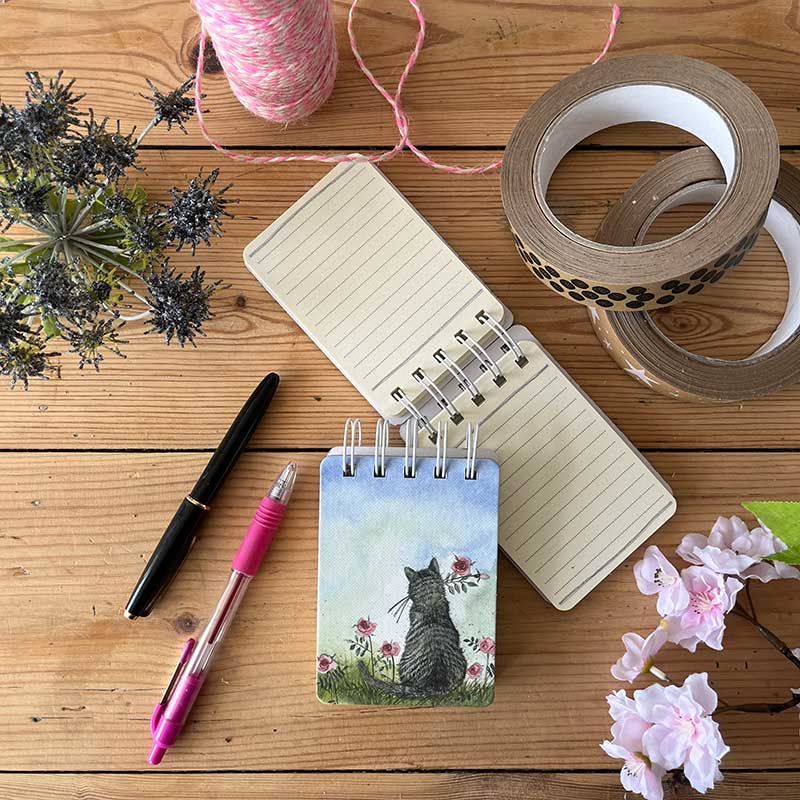 ALEX CLARK CAT AND ROSES SMALL SPIRAL NOTEPADS