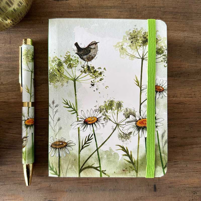 ALEX CLARK WREN AND DAISIES SMALL CHUNKY NOTEBOOK