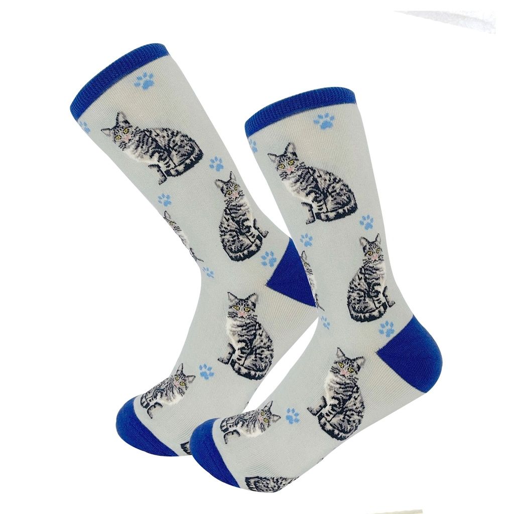 Silver Tabby Cat Socks - Fun Novelty Dog Socks - Unisex