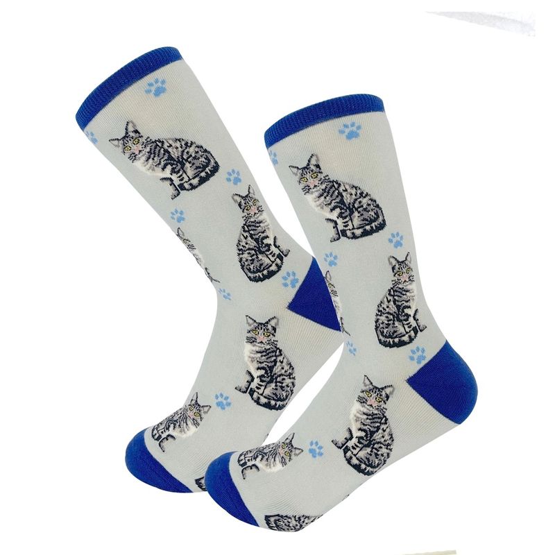 Silver Tabby Cat Socks - Fun Novelty Dog Socks - Unisex