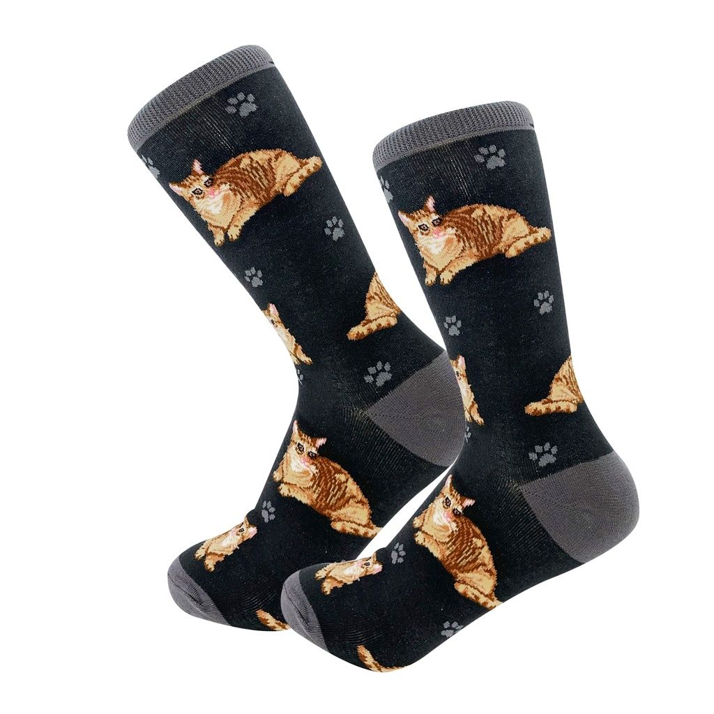 Orange Tabby Cat Socks  - Unisex - Fun Novelty Dog Socks