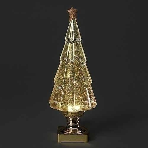 14&quot;H LIGHTED SWIRL TREE WITH GOLD GLITTER