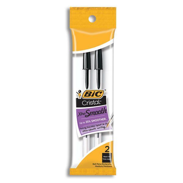 5.5&quot; Bic 2 Pack Cristal Stick Pens, Black Ink