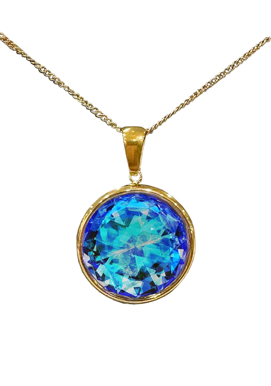 16mm Circle PendantBlueGold Stainless