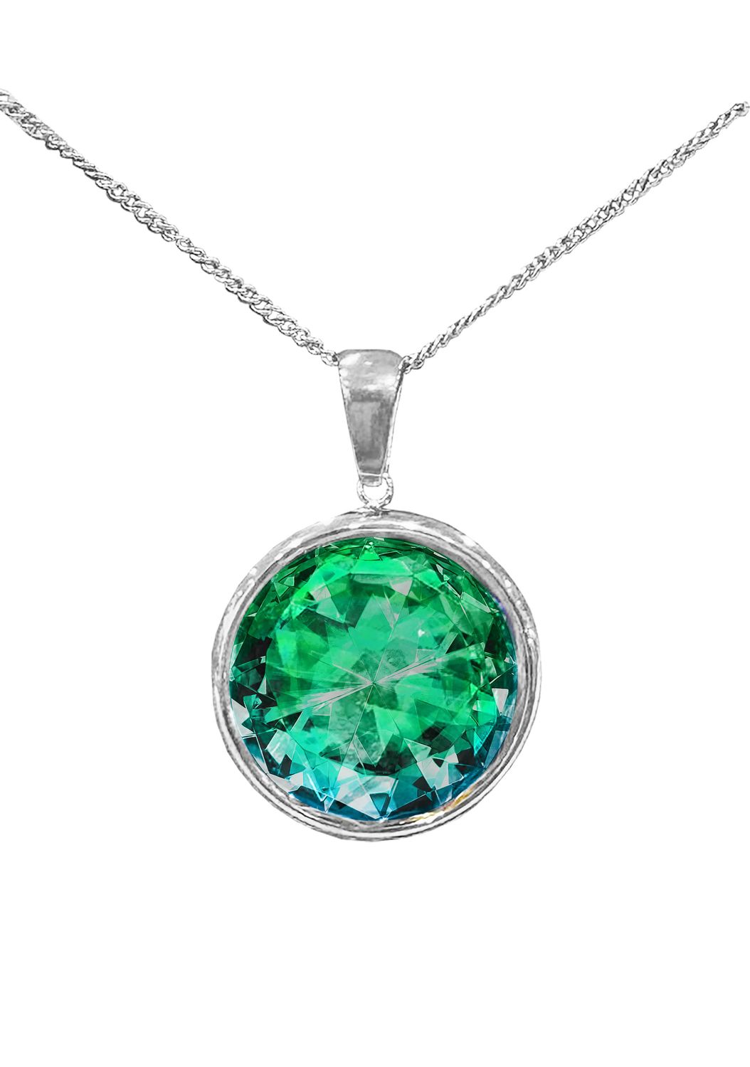 16mm Circle PendantGreenStainless Steel