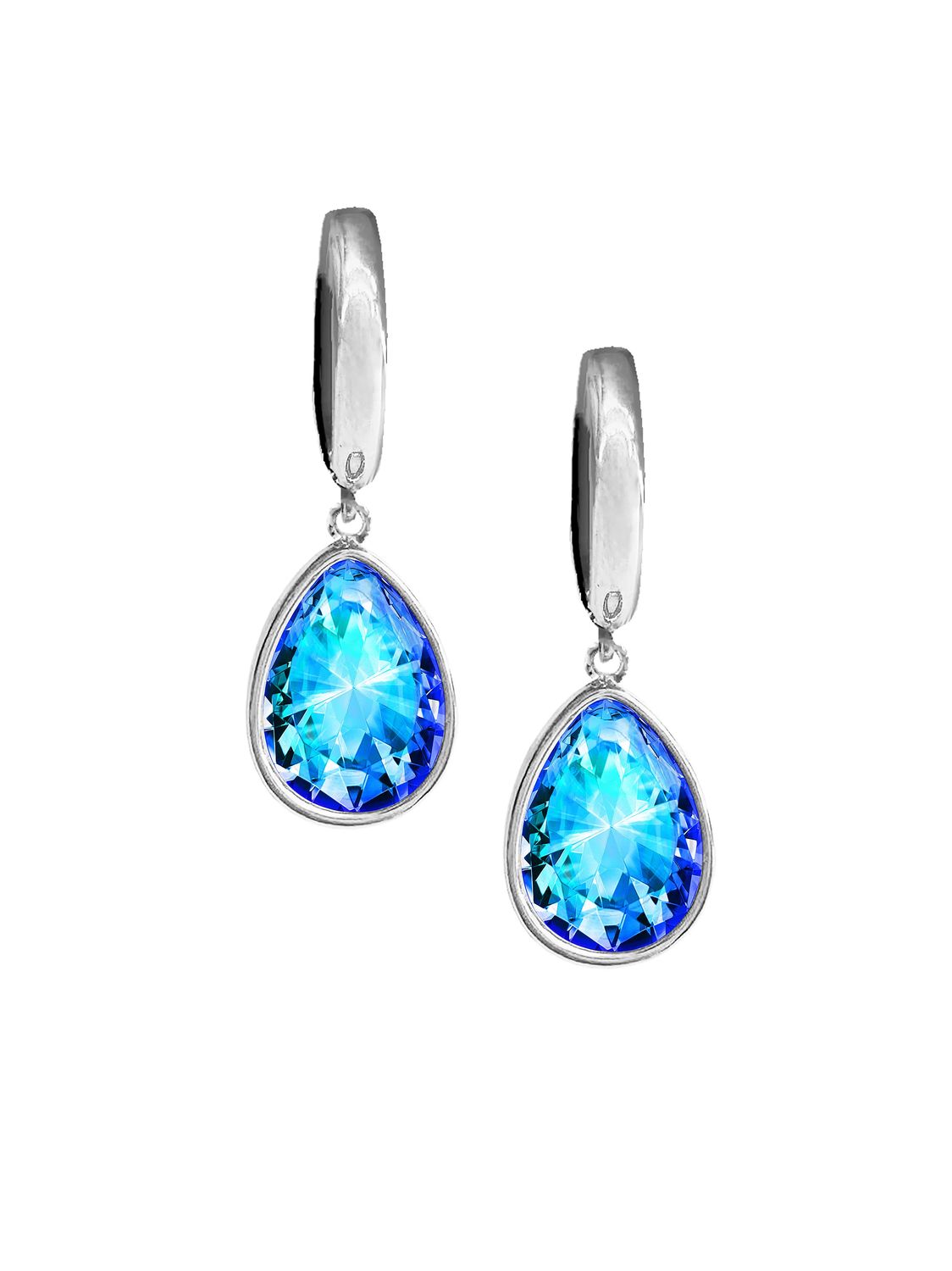 Hoop w. Drop EarringsBlueStainless Steel