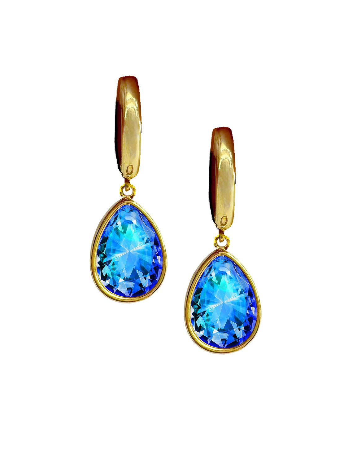Hoop w. Drop EarringsBlueGold Stainless