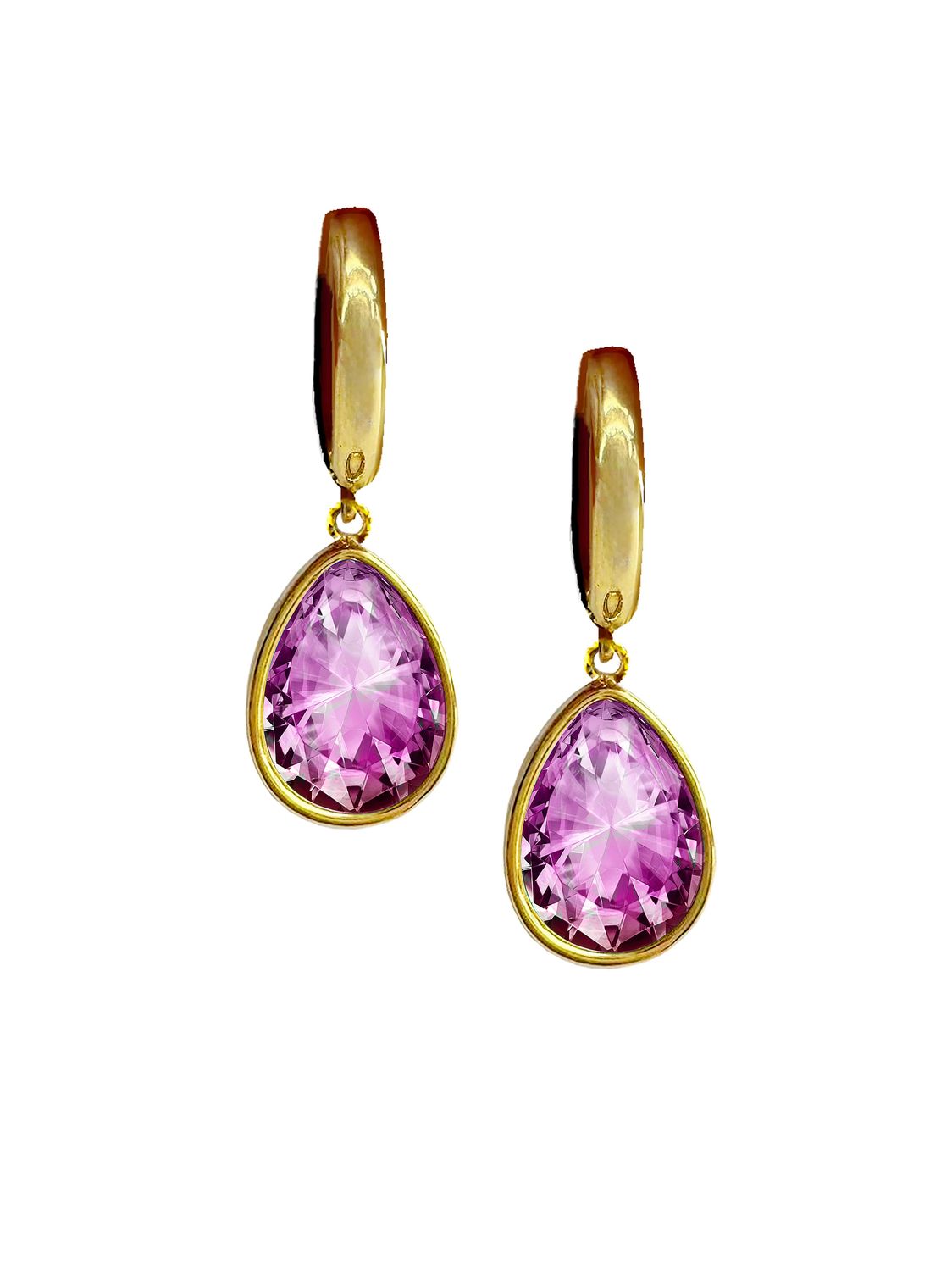 Hoop w. Drop EarringsPinkGold Stainless