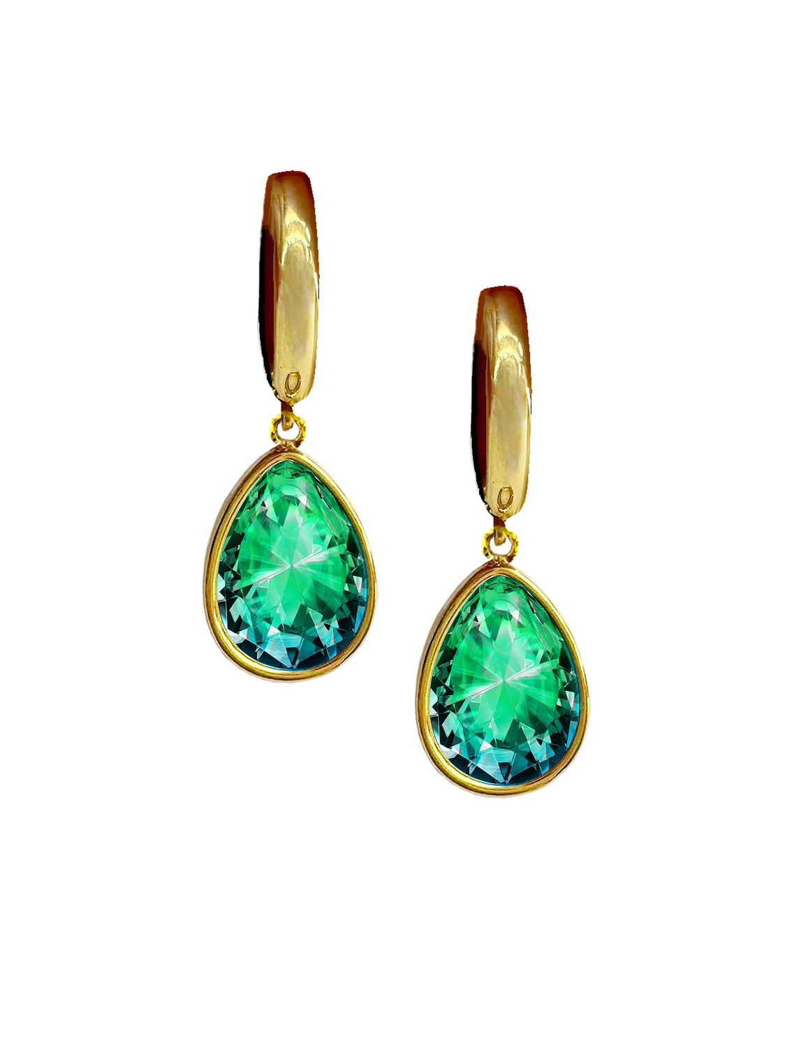 Hoop w. Drop EarringsGreenGold Stainless