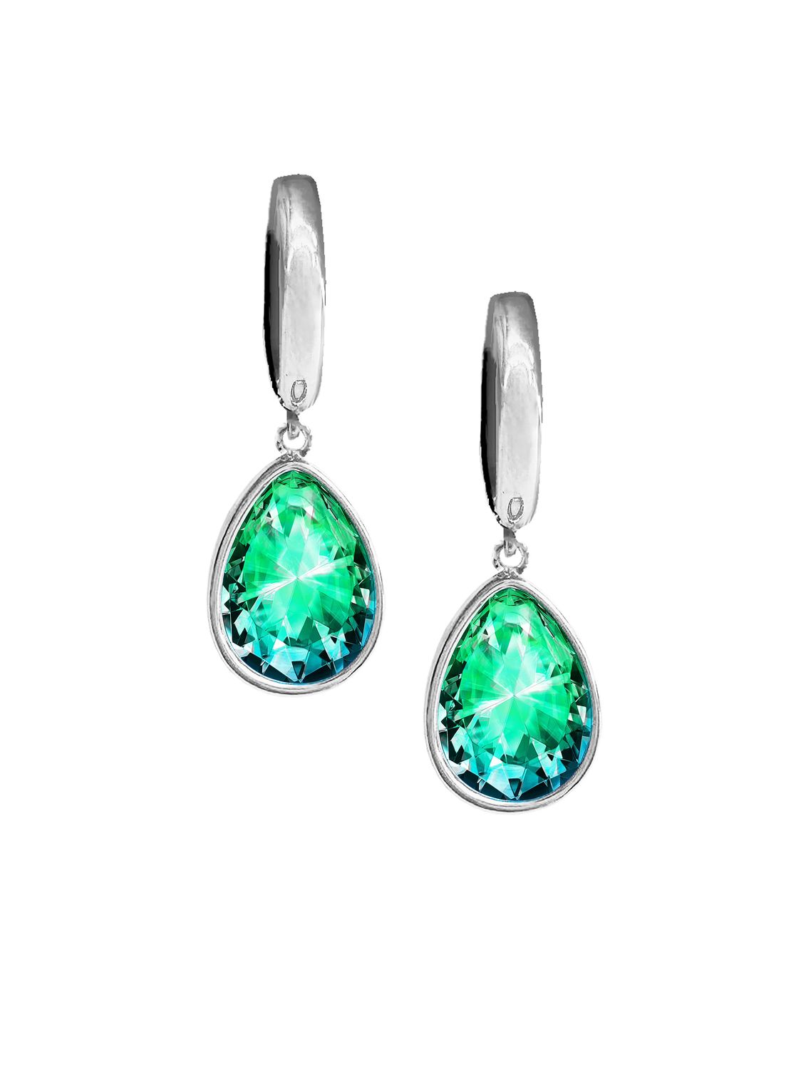 Hoop w. Drop EarringsGreenStainless Steel