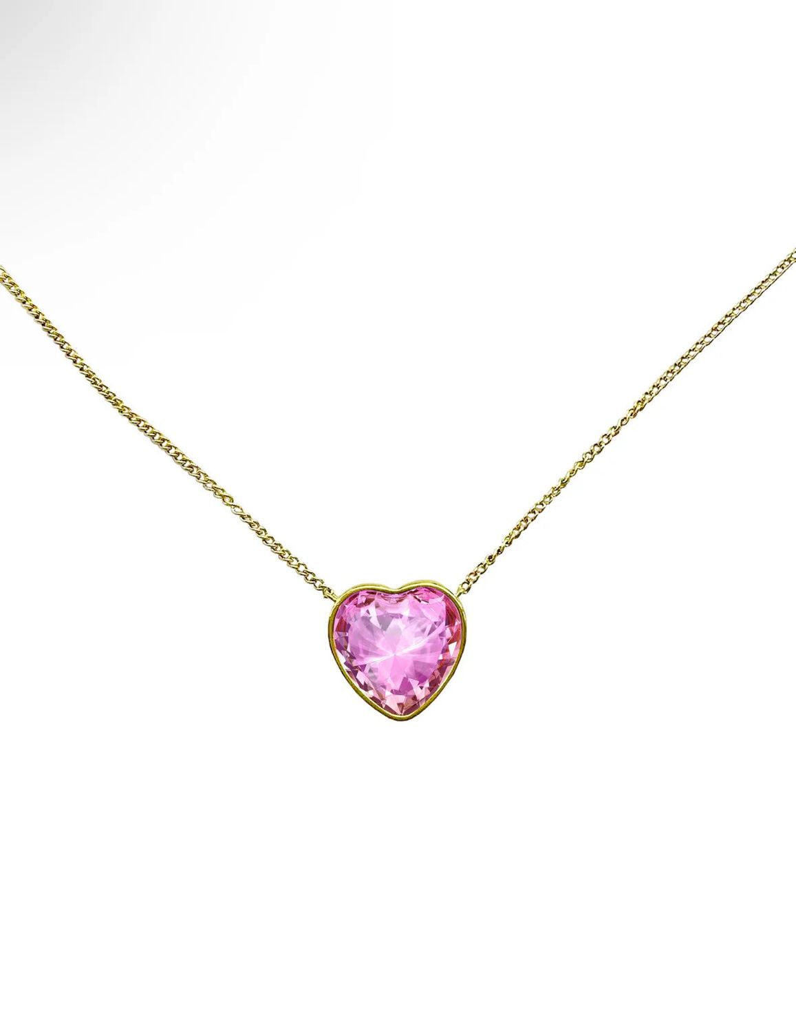 Heart NecklacePinkGold Stainless