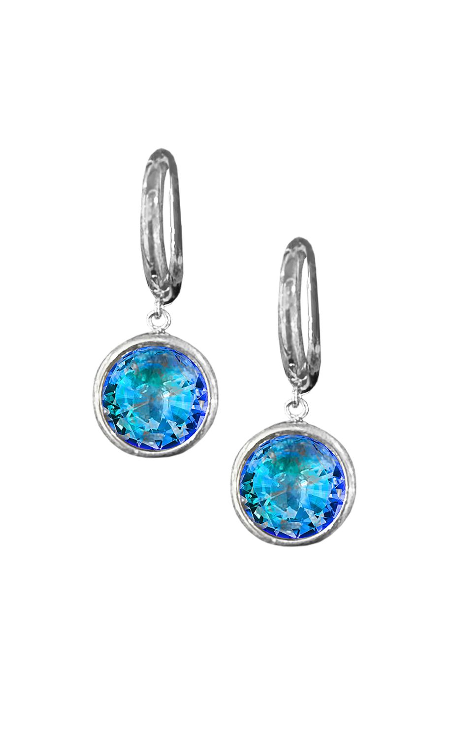 9mm Hoop Dangle EarringsGreenStainless Steel