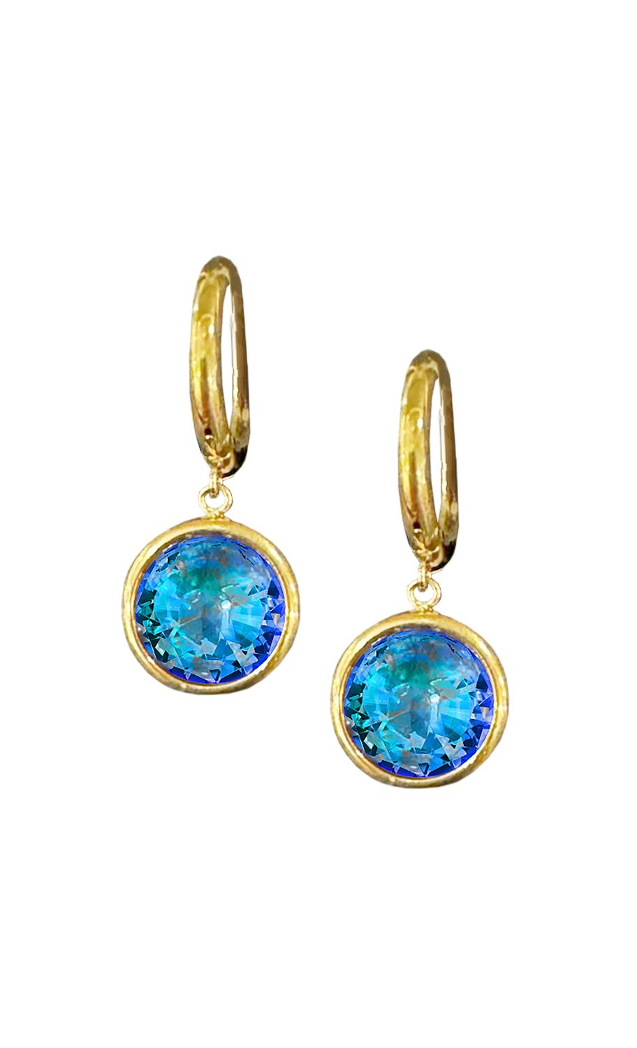 9mm Hoop Dangle EarringsBlueGold Stainless