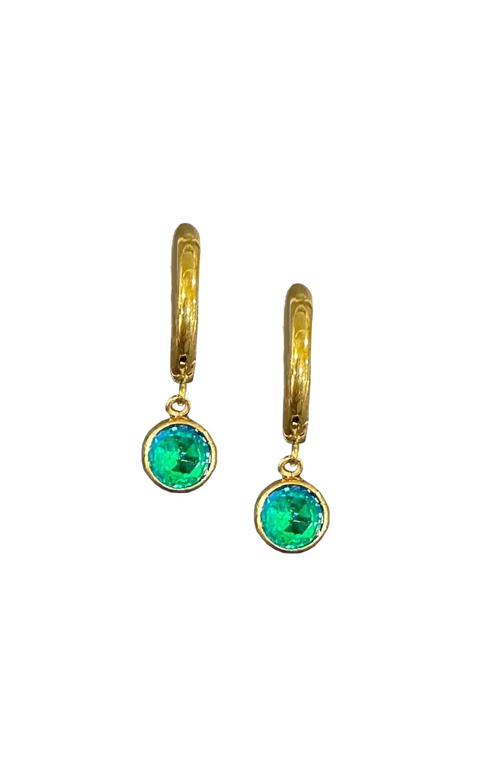 5mm Hoop DangleGreenGold Stainless