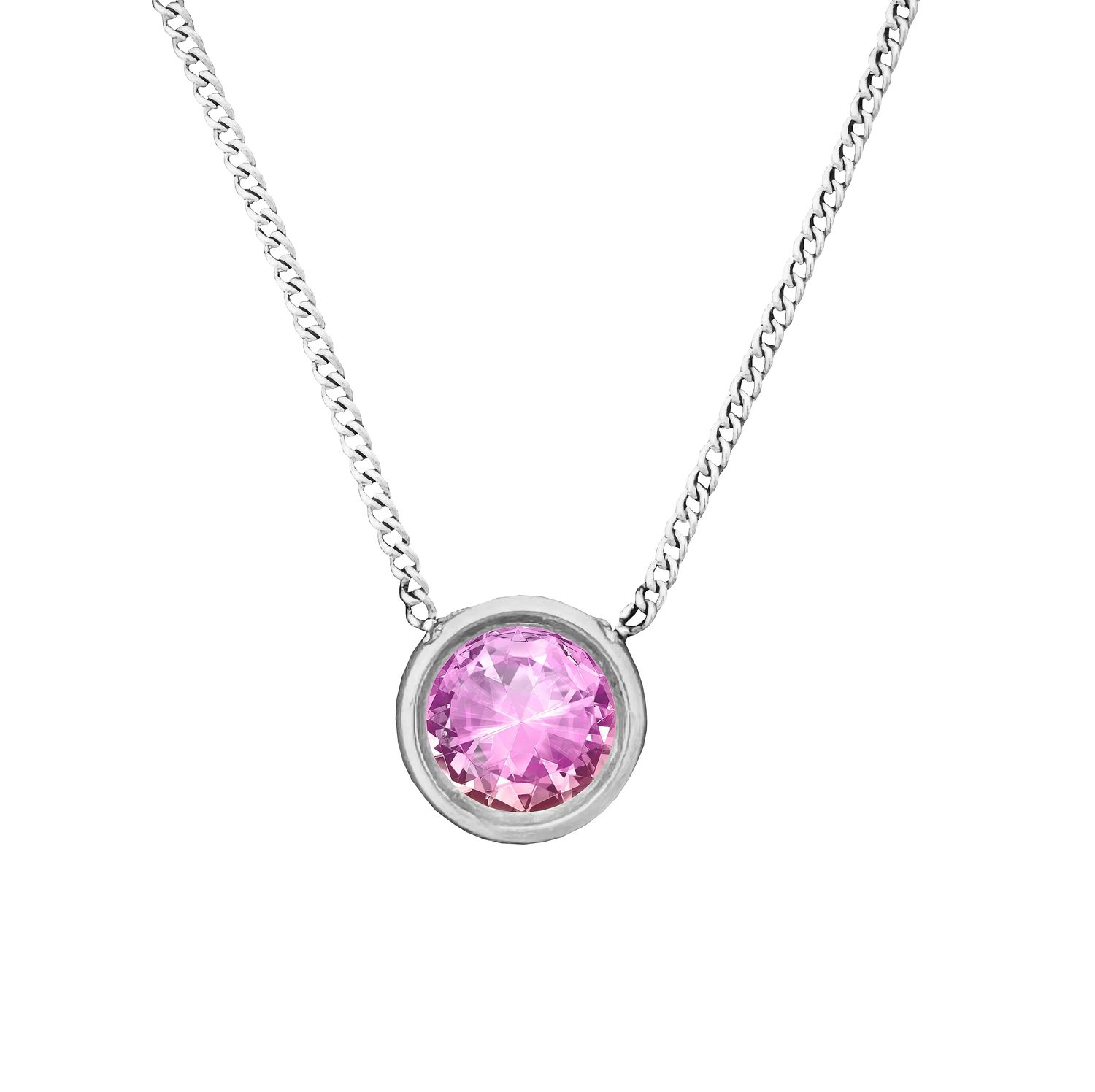 9mm Circle NecklacePinkStainless Steel