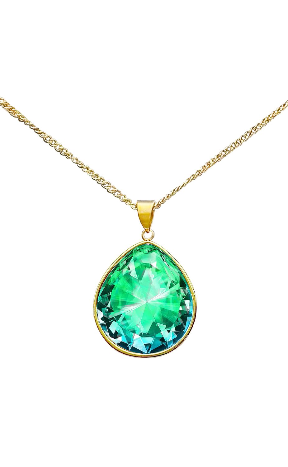 12x14 Drop Pendant Necklace-Various Colors to choose, Color: Green, Finish: Gold Stainless Steel