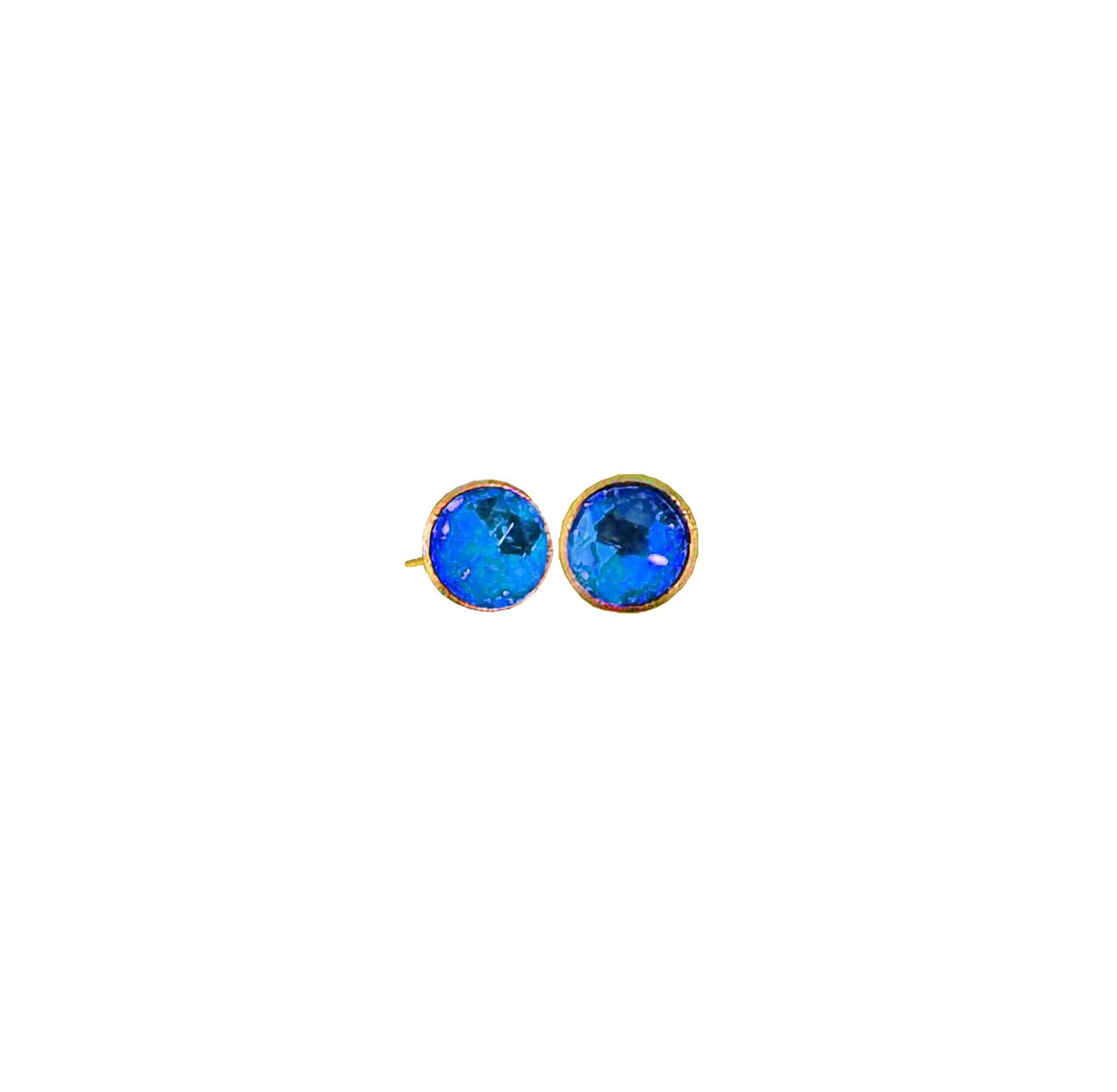 5mm Studs in various colors, Color: Blue, Finish: Gold Stainless Steel