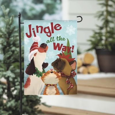 Jingle All the Way Suede Garden Flag