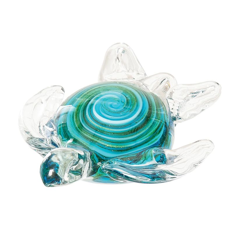 BLUE/MULTI COLOR GLASS TURTLE FIGURE
