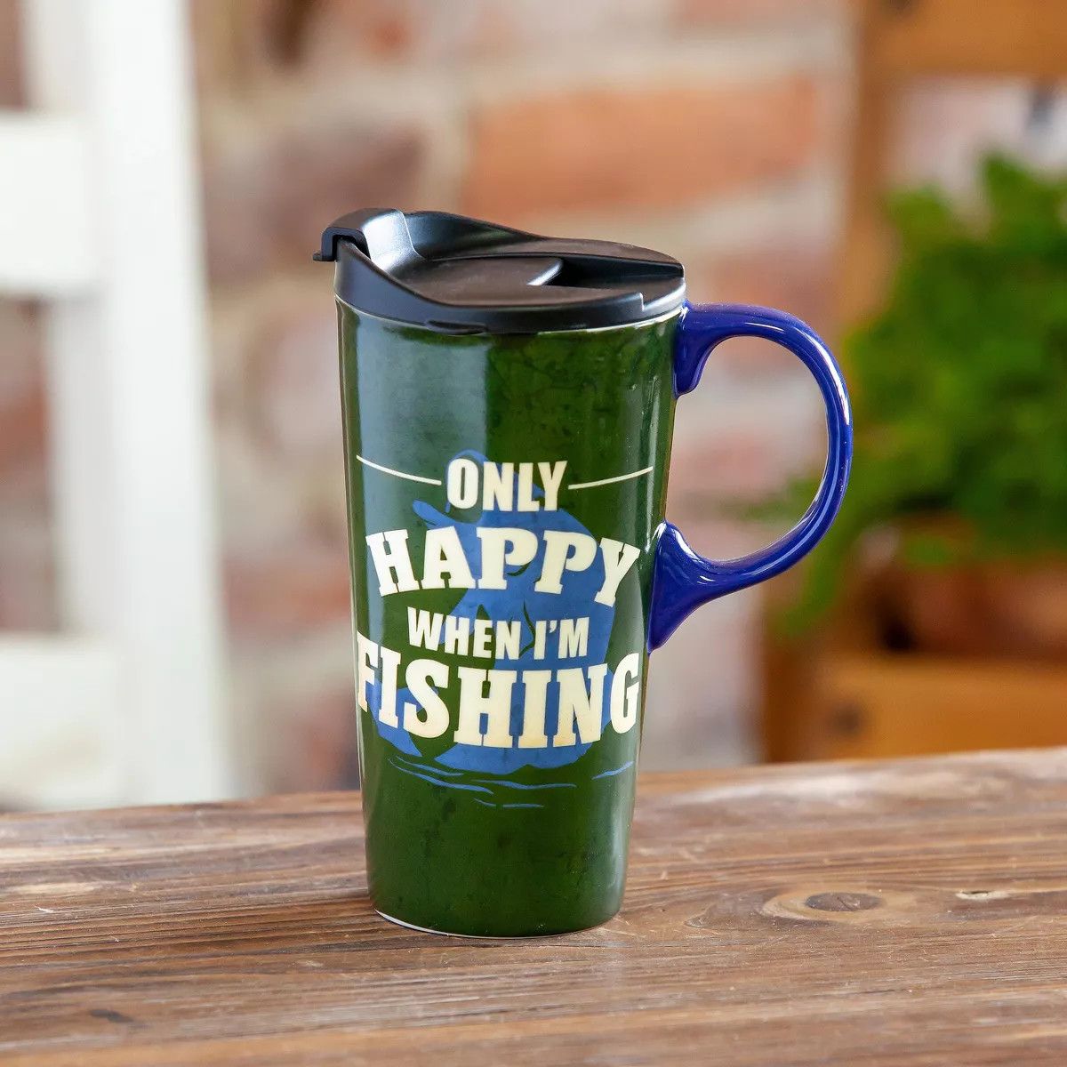 Only Happy When I&#39;m Fishing travel mug