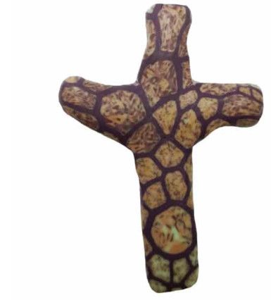Giraffe Print Stone Pocket Cross