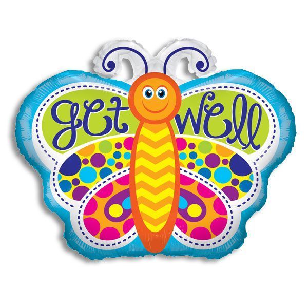 Get Well Butterfly Foil Balloon