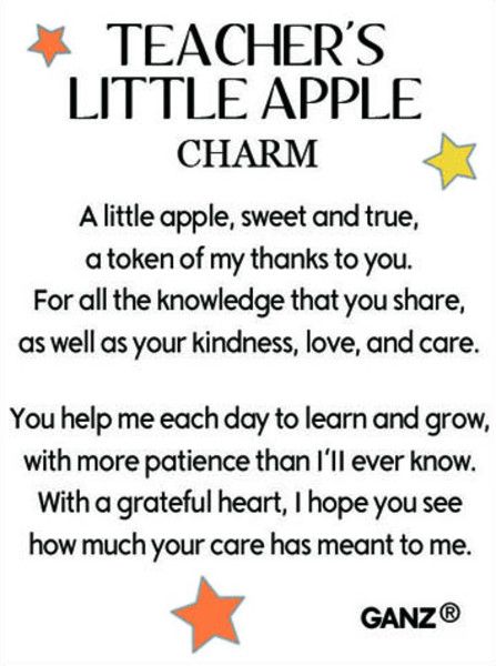 Teacher's Little Apple Charm