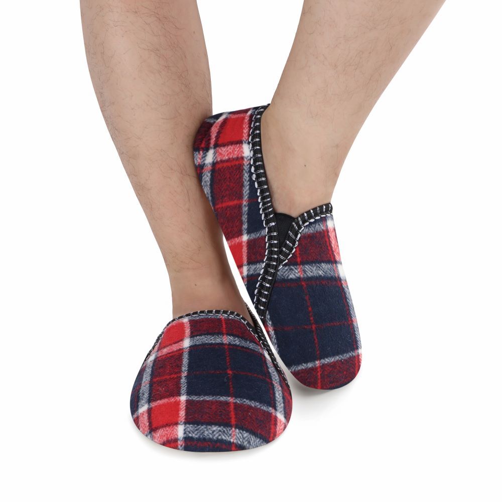 Snoozies Mens Modern Alpine Plaid, Color: Red, Size: Small