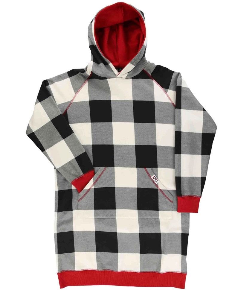 Black &amp; White Plaid Sleep Hoodie
