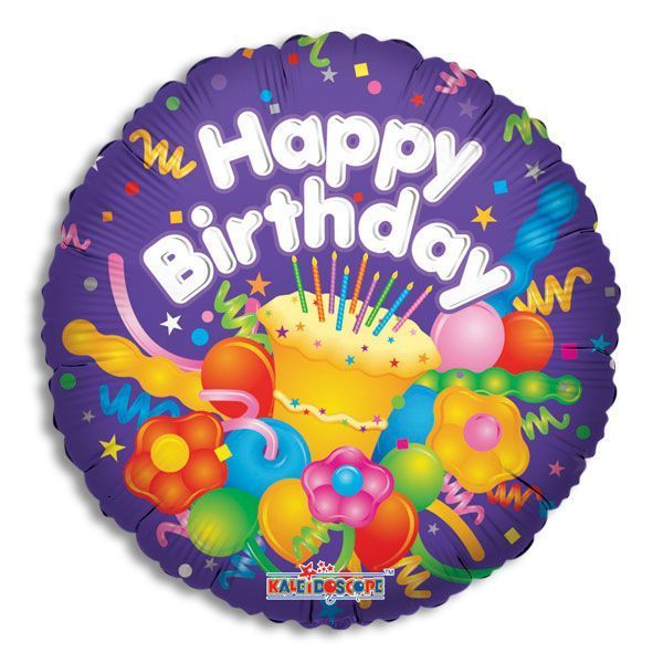 Happy Birthday Cake and Balloons Foil Balloon -