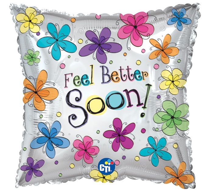Feel Better Soon Floral Square Foil Balloon