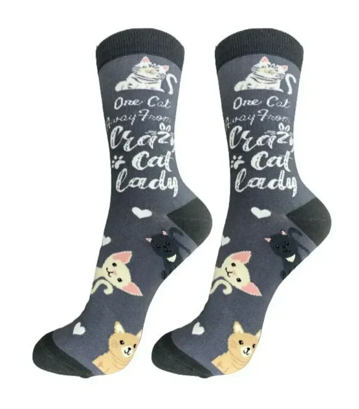 Crazy Cat Lady - Fun Novelty Dog Socks - Unisex