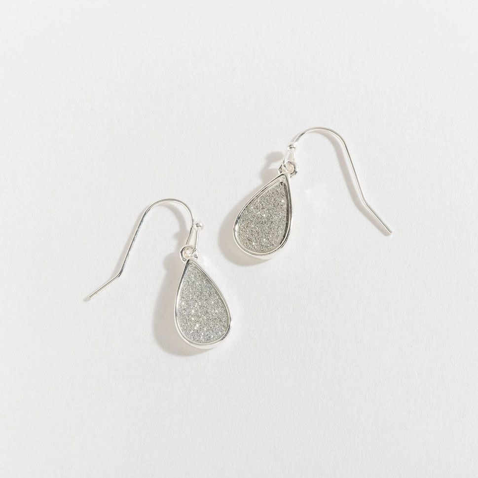 Textured Silver Tear Drop Ear Sense Earrings