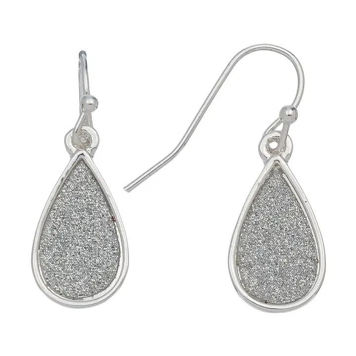 Textured Silver Tear Drop Ear Sense Earrings