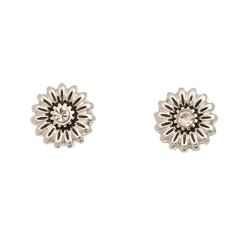Antique Silver Flower Ear Sense Stud Earrings