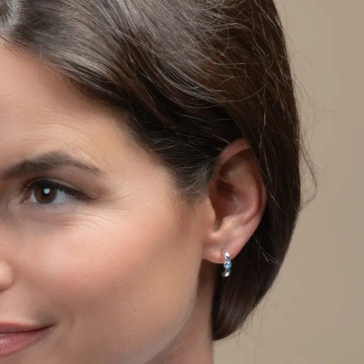 Blue Gem Hoop Earsense Earrings