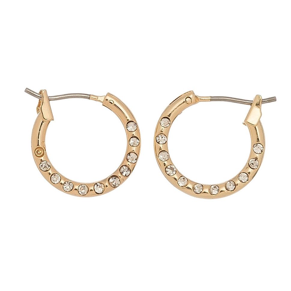 Hoop with Stone Ear Sense Earrings-Gold