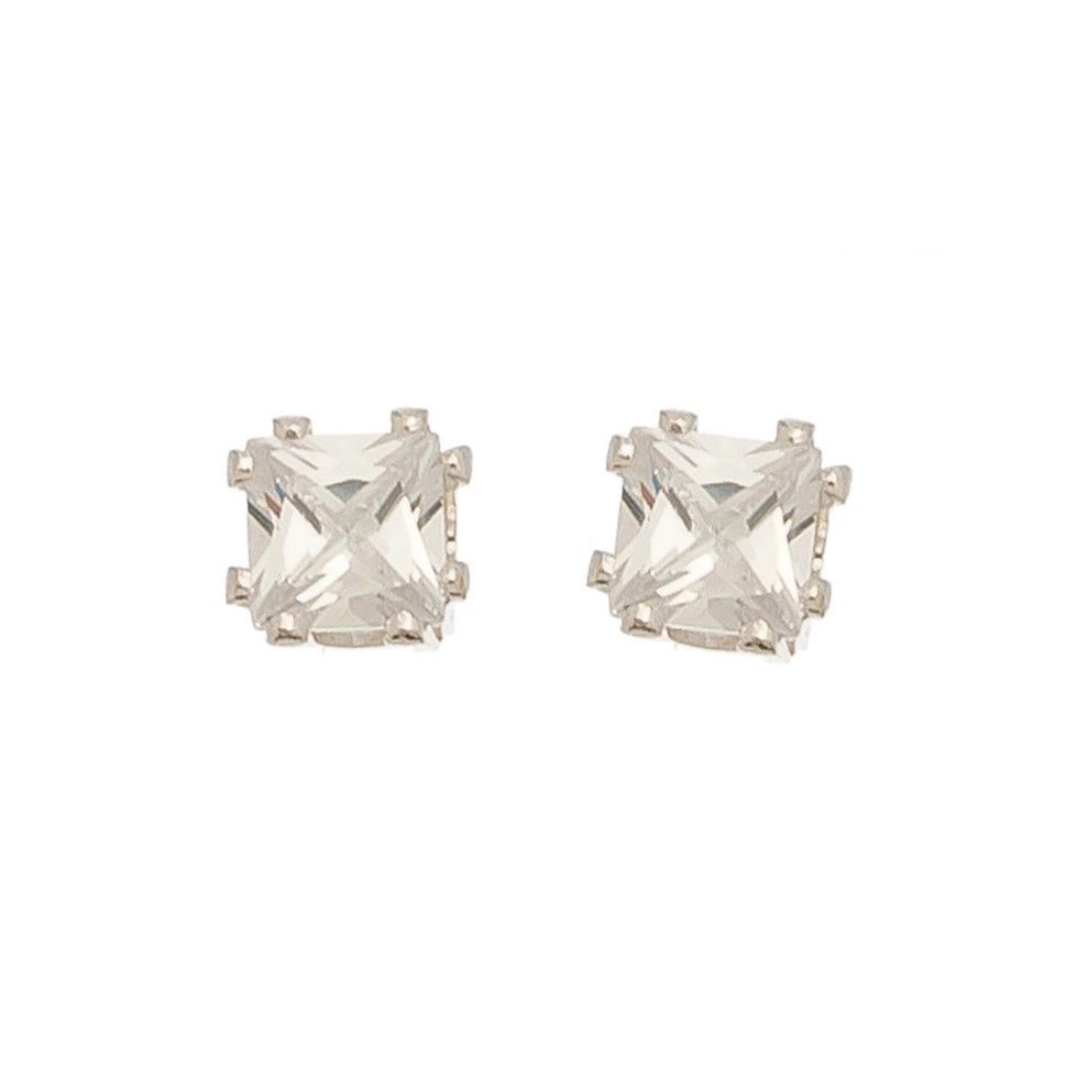 5mm Square Cubic Zirconia Stud Earring/Silver