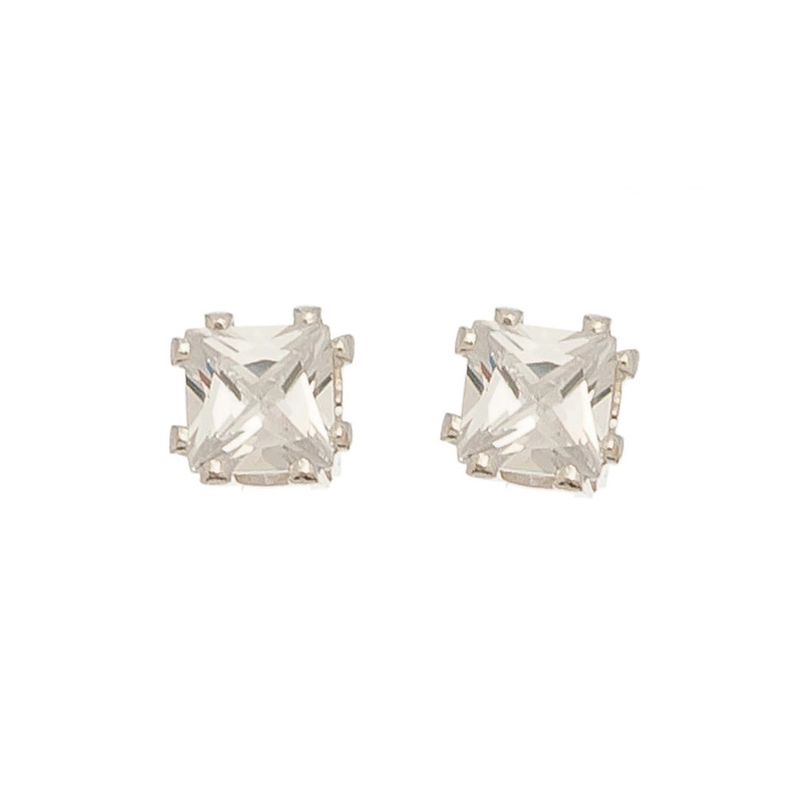5mm Square Cubic Zirconia Stud Earring/Silver