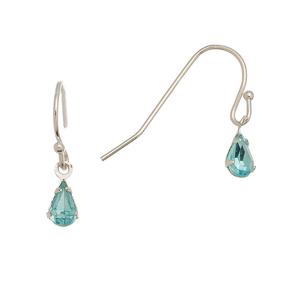 Silver Teardrop Ear Sense Earrings - Aqua