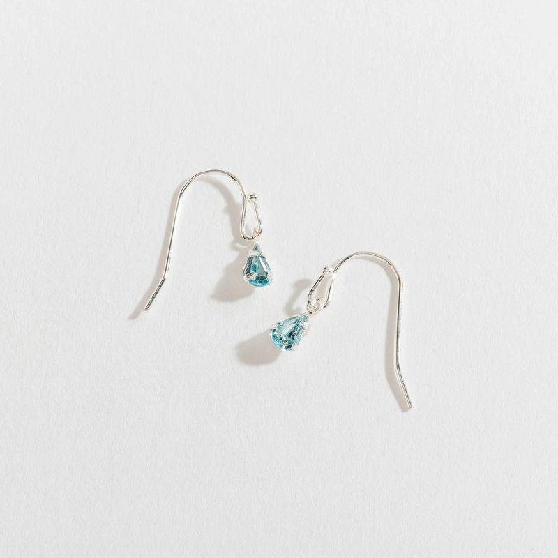 Silver Teardrop Ear Sense Earrings/Aqua