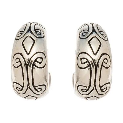 Antique Silver Hoop Ear Sense Earrings